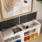 Banc de rangement à chaussures en bois avec assise rembourrée - Banc d'entrée