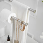 Barre de comptoir autoportante avec double porte-serviettes en forme de T pour salle de bain ou cuisine