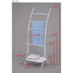 Porte-serviettes autoportant en métal à 5 ​​niveaux avec étagère de rangement, blanc