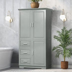 Armoire de rangement haute pour salle de bain avec portes et trois tiroirs
