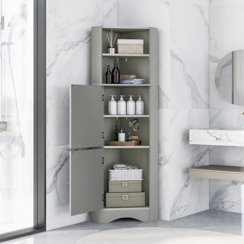 Armoire d'angle haute pour salle de bain