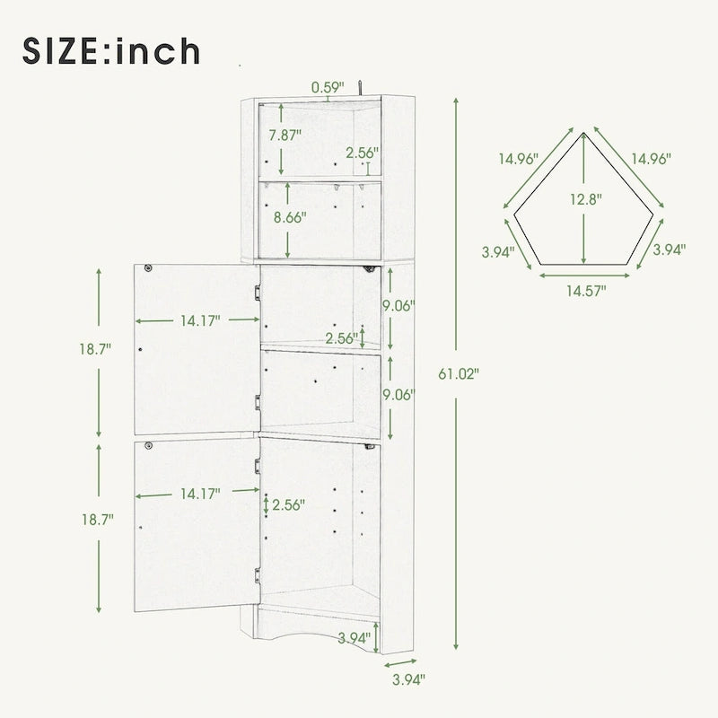 Armoire d'angle haute pour salle de bain