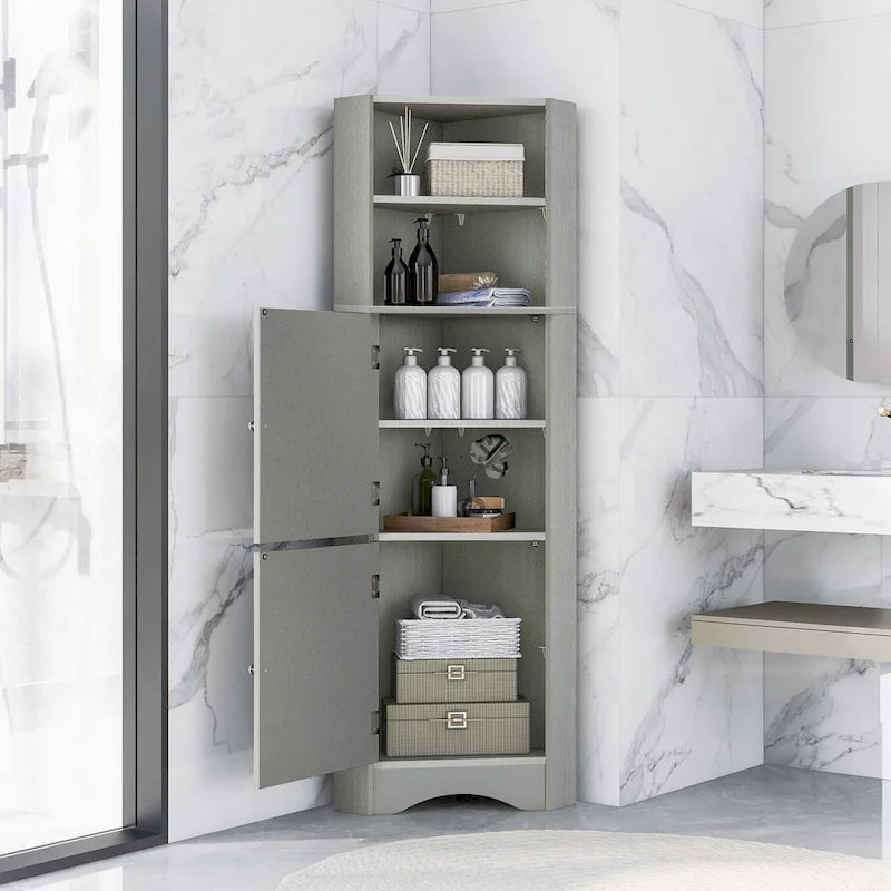 Armoire d'angle haute pour salle de bain
