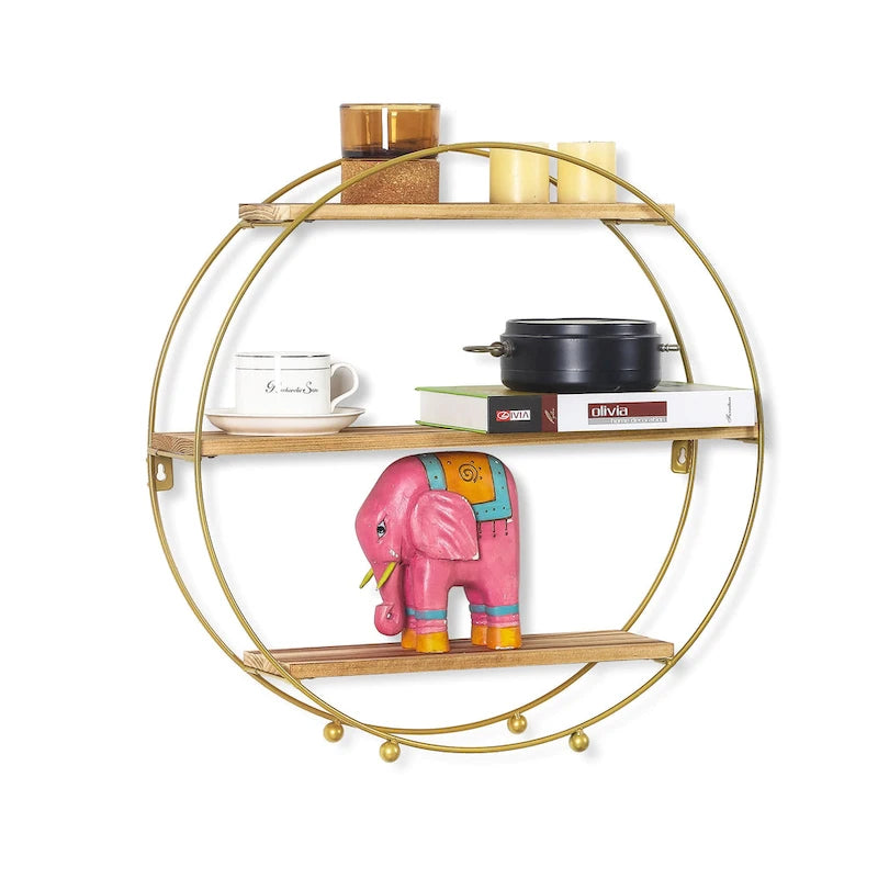 Étagères murales flottantes rondes à 3 niveaux Adeco - 19,6 cm (P) x 19,6 cm (L) x 5,3 cm (H)