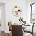 Étagères murales flottantes rondes à 3 niveaux Adeco - 19,6 cm (P) x 19,6 cm (L) x 5,3 cm (H)