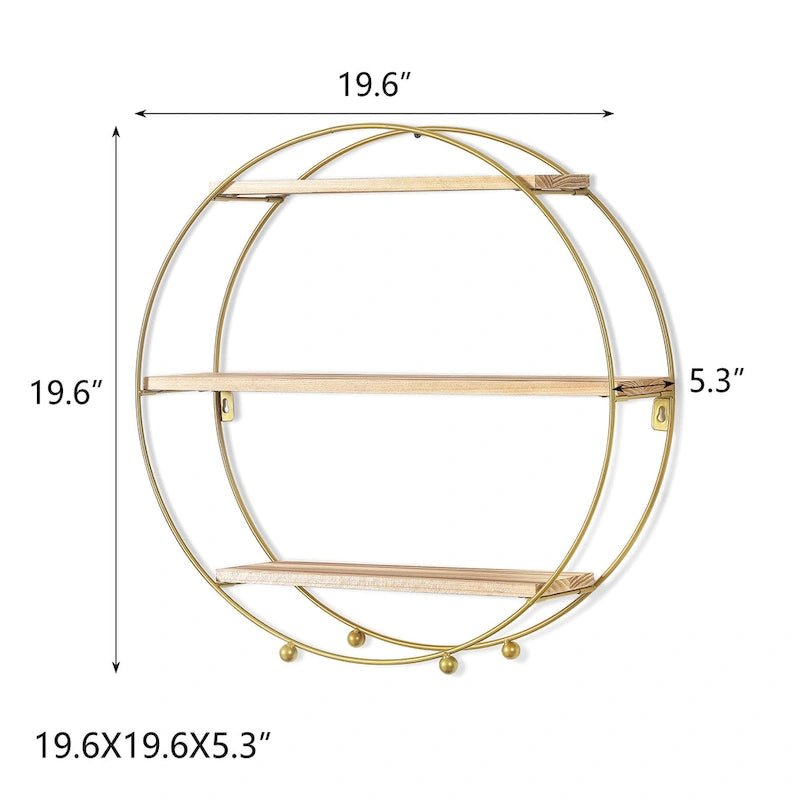 Étagères murales flottantes rondes à 3 niveaux Adeco - 19,6 cm (P) x 19,6 cm (L) x 5,3 cm (H)