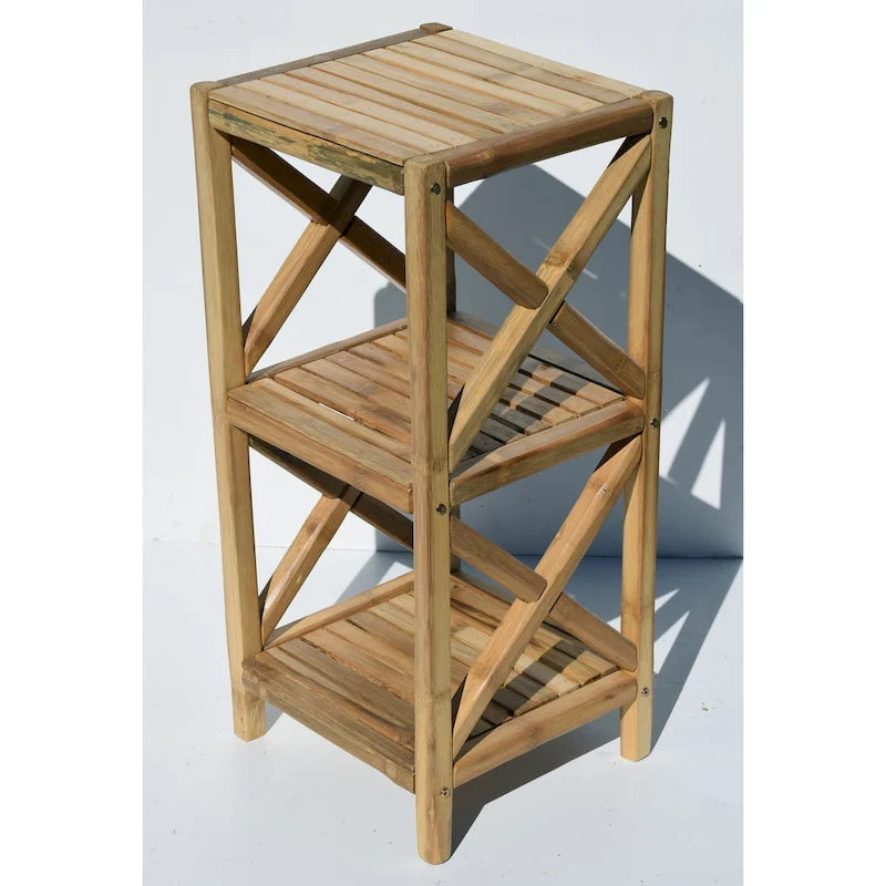 Étagère à 3 niveaux en bambou naturel faite à la main (Vietnam)