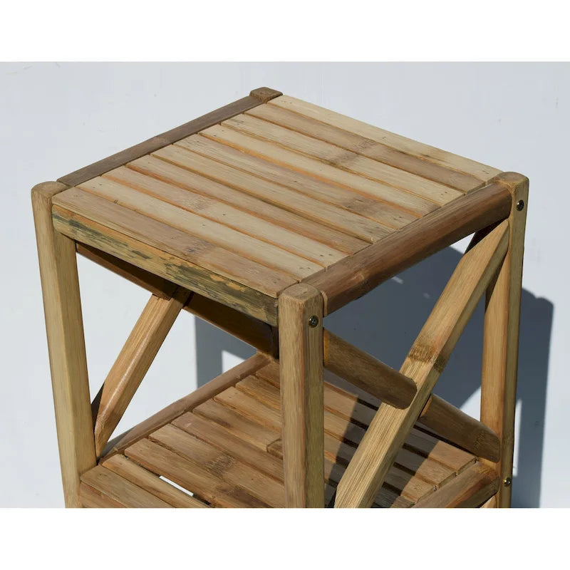 Étagère à 3 niveaux en bambou naturel faite à la main (Vietnam)