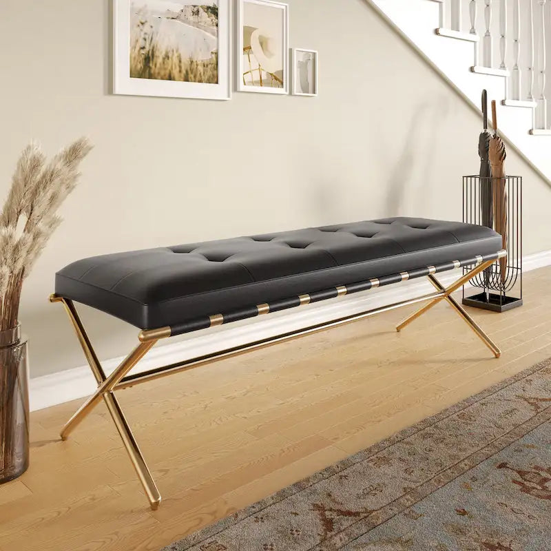 Cassatt Contemporary Black Fabric Bench