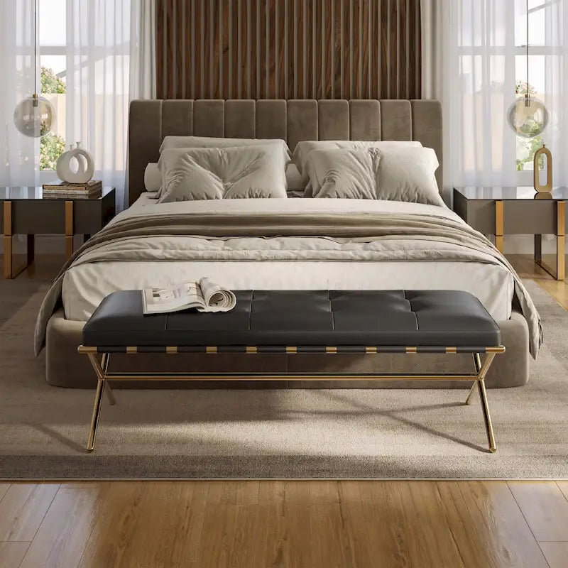 Banc contemporain Cassatt en tissu noir