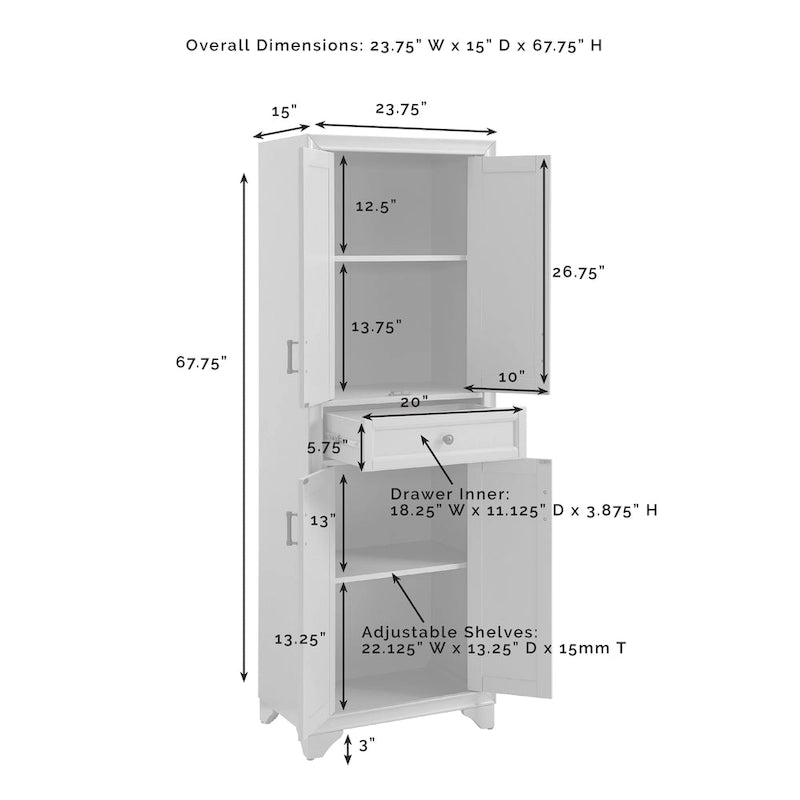 Ensemble de rangement 3 pièces Crosley Tara - 59,75 po L x 15 po P x 67,75 po H