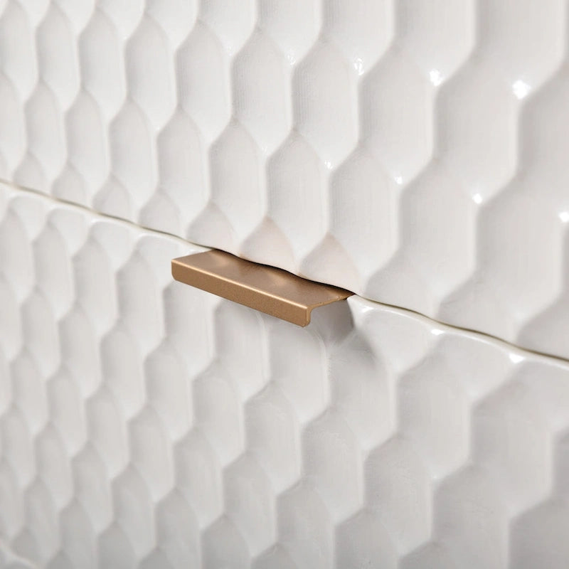 Lexi - Commode d'appoint à six tiroirs avec poignées dorées - Finition crème et or