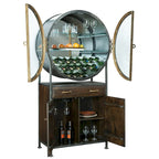 Meuble bar et cave à vin en bois brun et métal gris, par Howard Miller