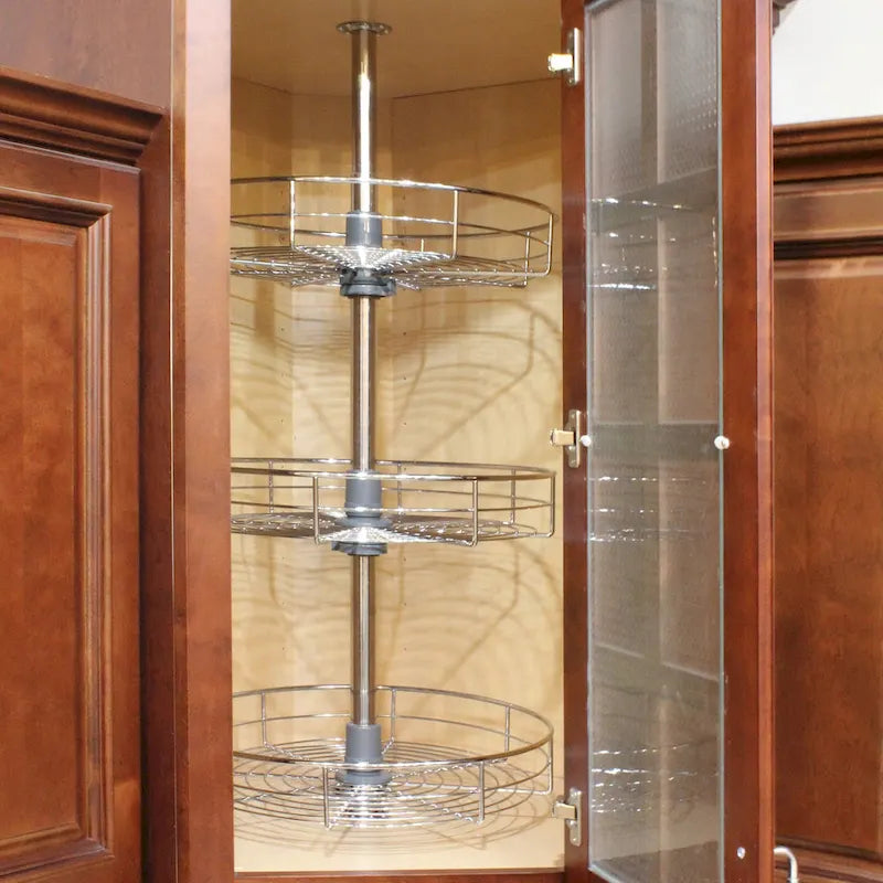 Plateau tournant Dowell Lazy Susan de 45,7 cm de diamètre - Triple étagère à 360° en acier inoxydable
