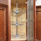 Plateau tournant Dowell Lazy Susan de 45,7 cm de diamètre - Triple étagère à 360° en acier inoxydable