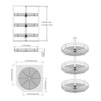 Plateau tournant Dowell Lazy Susan de 45,7 cm de diamètre - Triple étagère à 360° en acier inoxydable