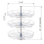 Plateau tournant Dowell Lazy Susan de 45,7 cm de diamètre - Triple étagère à 360° en acier inoxydable