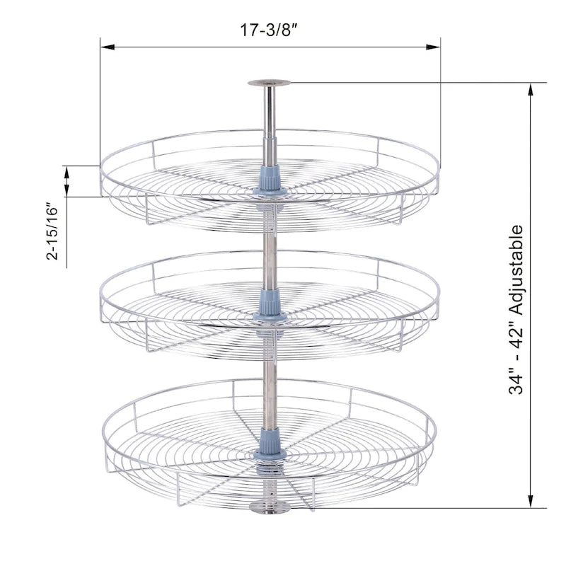 Plateau tournant Dowell Lazy Susan de 45,7 cm de diamètre - Triple étagère à 360° en acier inoxydable