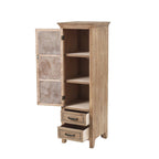 Meuble de rangement étroit en bois blanc et brun, 2 tiroirs et 1 porte - Hauteur : 48,3 cm