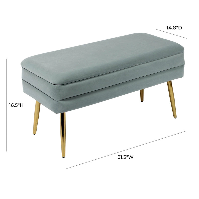 Banc de rangement Ziva bleu mer
