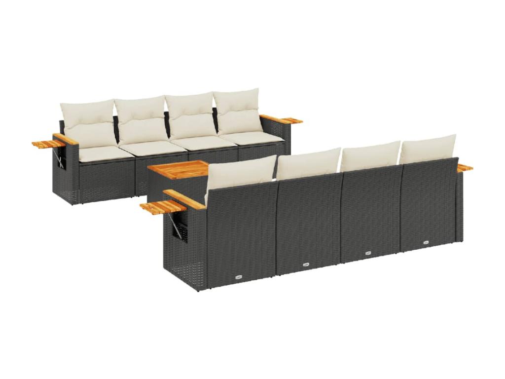 Ensemble de mobilier de jardin en résine tressée noire - dlz1766459802487