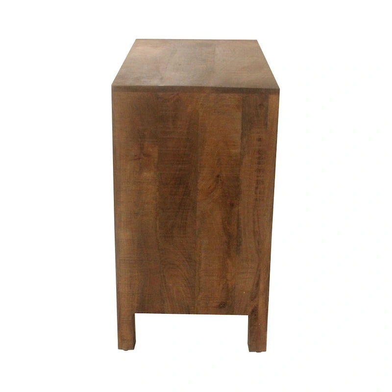 Coffre en bois à trois tiroirs en cuir de vachette - Style western/rustique - 30 x 17 x 31