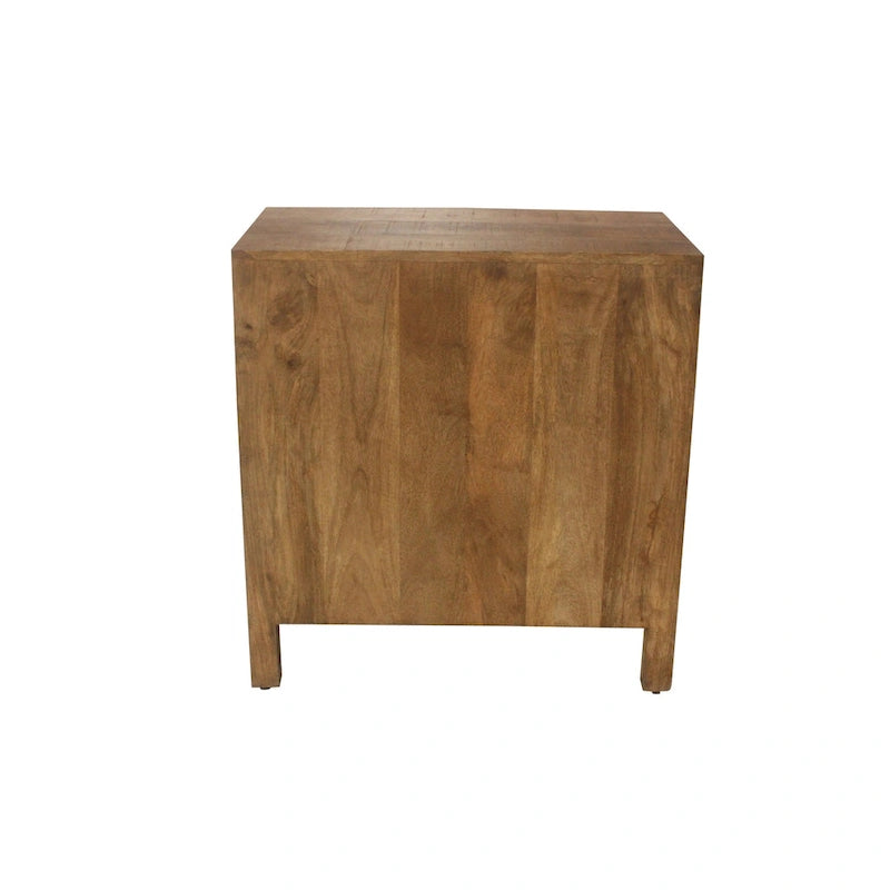 Coffre en bois à trois tiroirs en cuir de vachette - Style western/rustique - 30 x 17 x 31