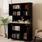 Buffet avec vaisselier, meuble de rangement de cuisine avec étagères réglables