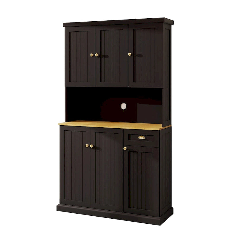 Buffet avec vaisselier, meuble de rangement de cuisine avec étagères réglables