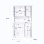 Buffet avec vaisselier, meuble de rangement de cuisine avec étagères réglables