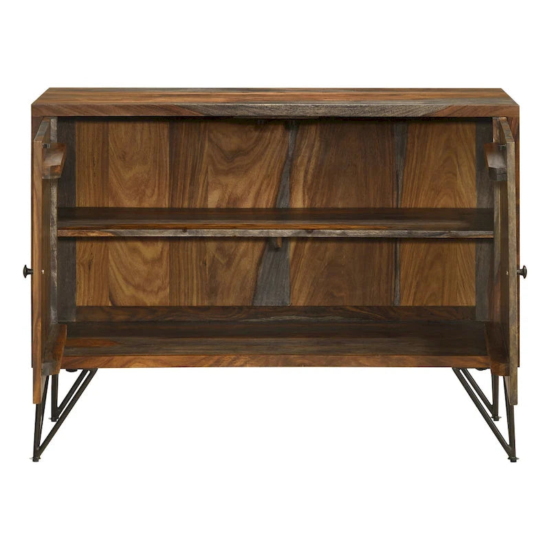 Armoire d'appoint à 1 tablette réglable Komomo Sheesham, gris