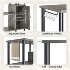 Îlot de cuisine à 4 niveaux avec support pour four à micro-ondes et crochets - 90 cm de largeur