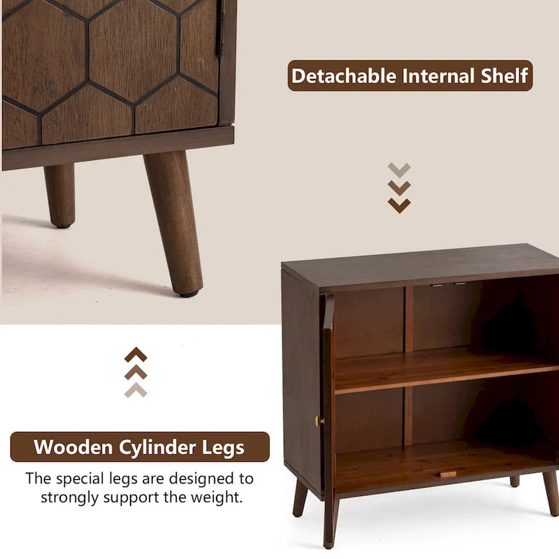 Armoire de rangement de style ferme marron foncé à motif nid d'abeille, très confortable