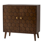 Armoire de rangement de style ferme marron foncé à motif nid d'abeille, très confortable