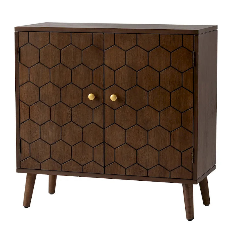 Armoire de rangement de style ferme marron foncé à motif nid d'abeille, très confortable