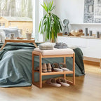 Banc à chaussures en bois massif avec coussin en mousse, étagère à chaussures pour entrée - 23
