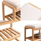 Banc à chaussures en bois massif avec coussin en mousse, étagère à chaussures pour entrée - 23