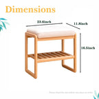 Banc à chaussures en bois massif avec coussin en mousse, étagère à chaussures pour entrée - 23