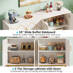 Buffet de cuisine blanc et or avec rangement