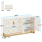 Buffet de cuisine blanc et or avec rangement