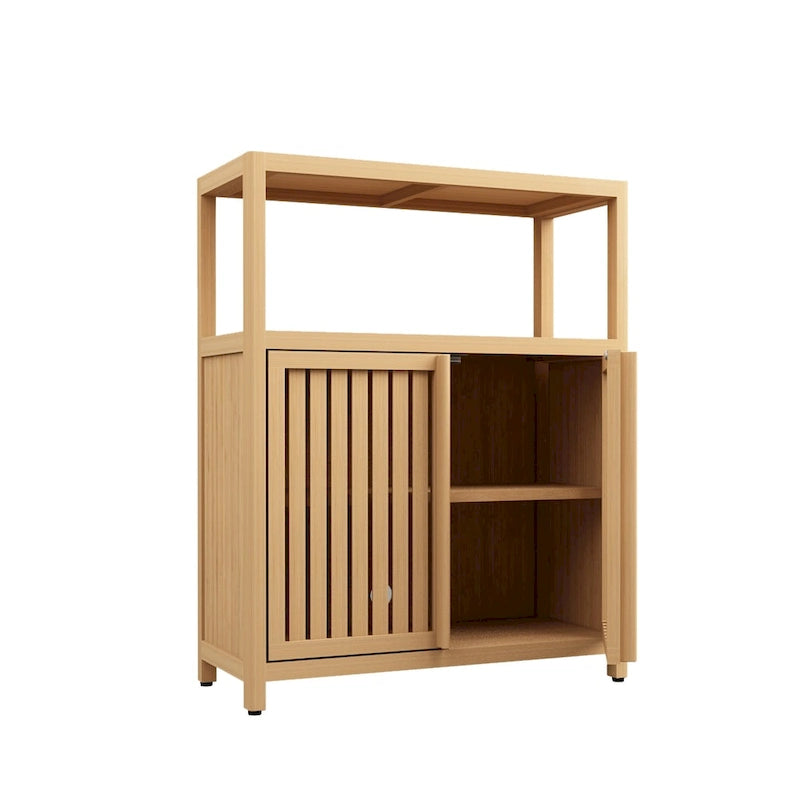 Armoire de rangement en bambou pour salle de bain avec étagères