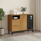 Buffet vidaXL avec porte vitrée FLAM 43,3 x 15,7 x 31,5 cm, en pin massif - 43,3 x 15,7 x 31,5 cm