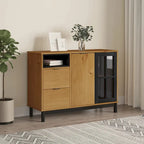 vidaXL Sideboard with Glass Door FLAM 43.3x15.7x31.5 Solid Wood Pine - 43.3 x 15.7 x 31.5