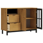 Buffet vidaXL avec porte vitrée FLAM 43,3 x 15,7 x 31,5 cm, en pin massif - 43,3 x 15,7 x 31,5 cm
