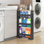 Chariot de rangement étroit à roulettes avec étagères pour cuisine et salle de bain