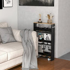 Chariot de rangement étroit à roulettes avec étagères pour cuisine et salle de bain