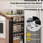 Chariot de rangement étroit à roulettes avec étagères pour cuisine et salle de bain