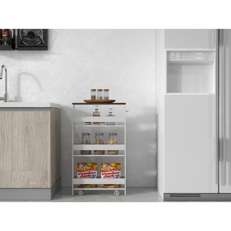 Chariot de rangement étroit à roulettes avec étagères pour cuisine et salle de bain