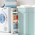 Chariot de rangement étroit à roulettes avec étagères pour cuisine et salle de bain