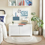 Coffre de rangement en bois avec 2 charnières de sécurité pour jouets, couvertures et vêtements